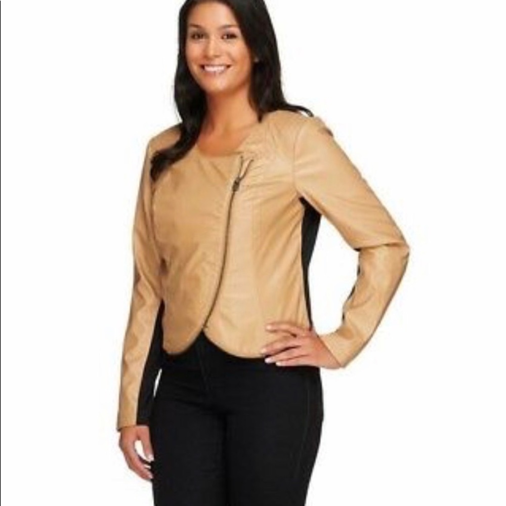 Faux Leather Cropped Jacket XS Belle Gray